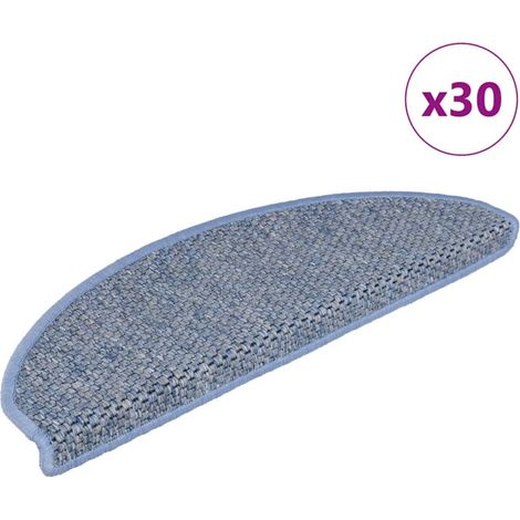 Alfombra autoadhesiva escalera sisal 30 uds 65x21x4 cm azul vidaXL