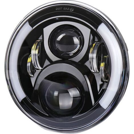 Phares de moto LED 12V/24V, clignotants ronds rétro, remplacement de phare pour Jeep Wrangler de 7 pouces (1/4)
