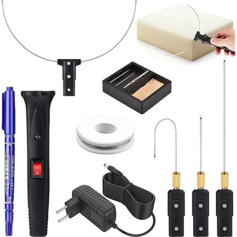 Coupe-mousse électrique 4 en 1 - 100 à 240 V - 18 W - Pour les courbes et les polices profondes en polystyrène - Emballage de modélisme - DIY pour les modélistes et les artisans