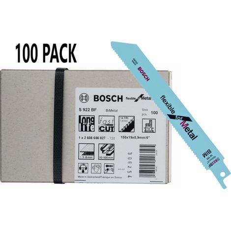 BOSCH S922BF (100 pack) (pkt of 100) Flexible for metal 150mm 14TPI