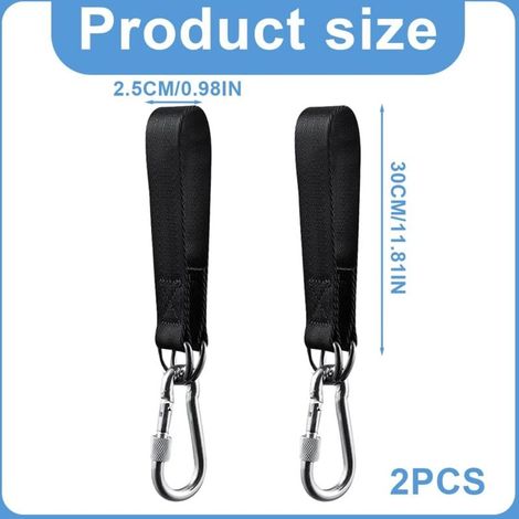 Kit de Suspension Noir pour Balançoire 2 Pièces, Sangles pour Balançoire de Jardin, Hamac ou Siège Suspendu, avec 2 Mousquetons de Charge Lourde et Anneaux D (1/4)