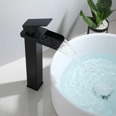 Robinet Salle de Bain Robinet Lavabo Noir Mat Mitigeur Lavabo pour Vasque à Poser Mélangeur Lave Main Acier Inox Anti-oxydation sans Plomb (1/5)