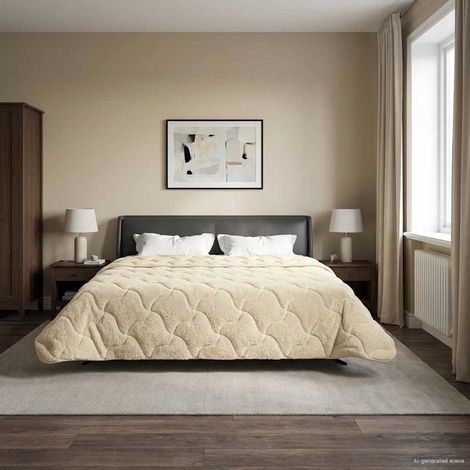 vidaXL Full Year Duvet Cream 200 x 220 cm Microfiber and Teddy fleece