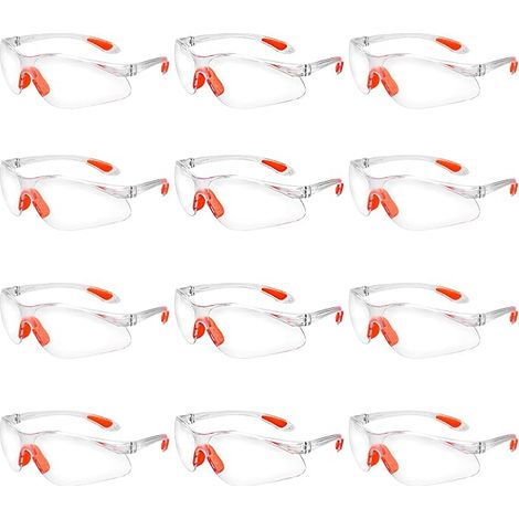 12 pcs Lunettes de Sécurité Surlunettes de Protection Transparentes avec Verres en Plastique Pont-de-Nez et Embouts de Branches en (1/5)