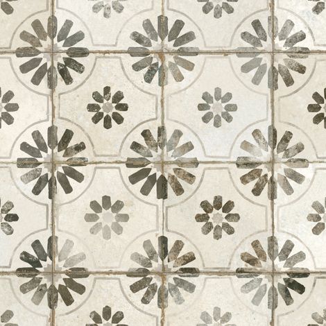 Carrelage Vintage effet Carreau ciment Noir 45x45x0,95 cm Selvara - Sol et mur intérieur (vendu par carton de 1 m²) - RO'MA CARRELAGE