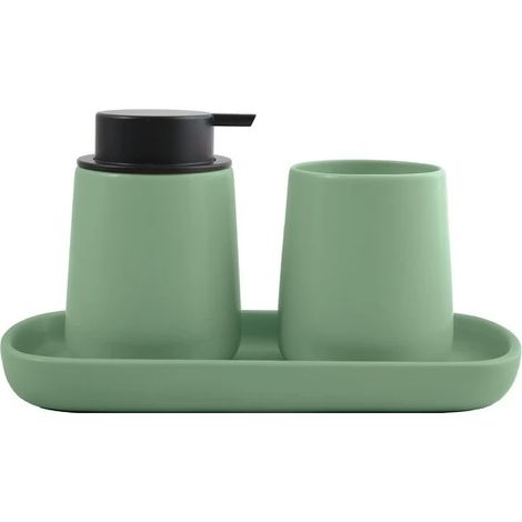 Juego de 3 accesorios de baño cerámicos MAONIE Green Basil MSV