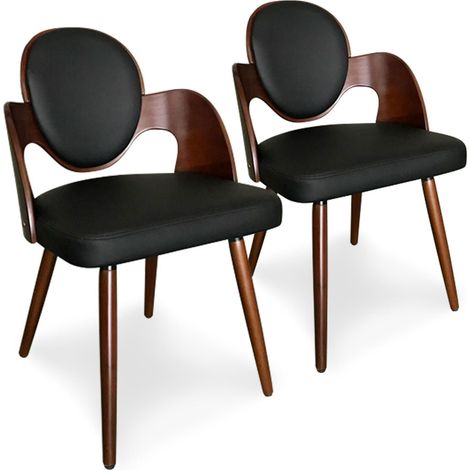 Lot de 2 chaises scandinaves Galway Bois Noisette et Noir (1/2)