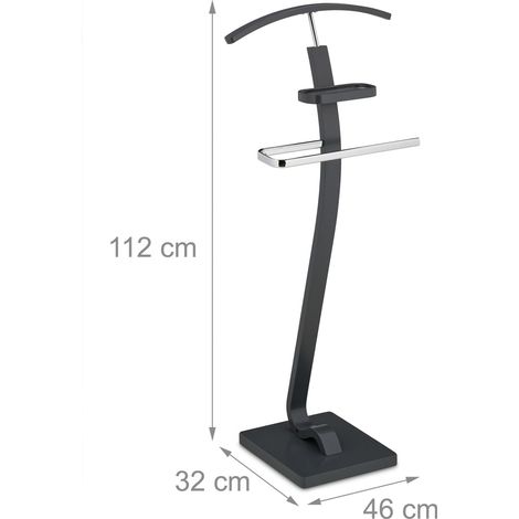 Valet de chambre moderne avec étagère pour costume 50 x 40 x 30 cm en métal noir (1/3)
