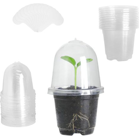 9cm Seedling Pots with Humidity Bell 12pcs Transparent Orchid Pot Round Plastic Planting Pots with Lid Small Pots for Seedlings Seeds, Plants and Succulents (1/5)