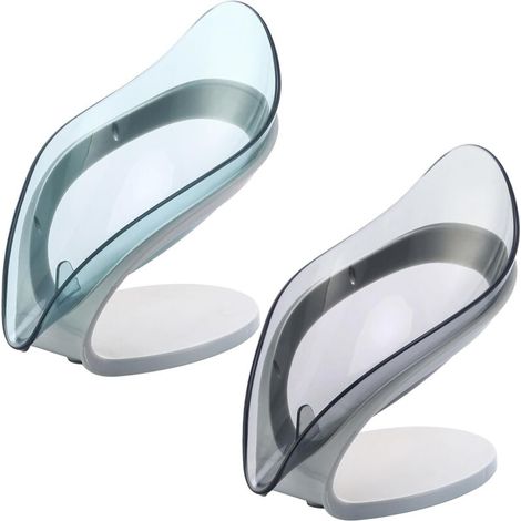 Set of 2 suction cup soap dishes, shower soap dish, leaf-shaped soap dish, soap dispenser - AquaForge (1/4)