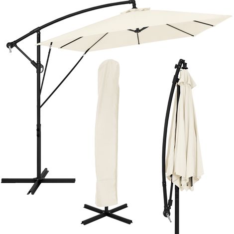 ML-Design Ampelschirm Ø 330 cm, Beige, Alu Sonnenschirm mit Kurbel, Gartenschirm UV50+ Sonnenschutz & wasserabweisend, Marktschirm 360° drehbar & neigbar, Terrassenschirm mit Abdeckung & Ständer (1/5)
