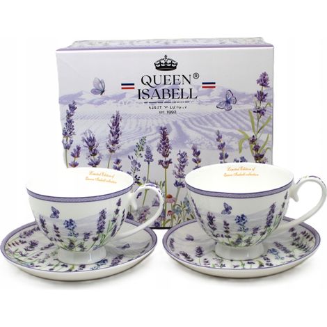 Tassen- und Untertassenset (2 x 250 ml) in einer Geschenkbox, Lavendel-Kollektion (1/5)