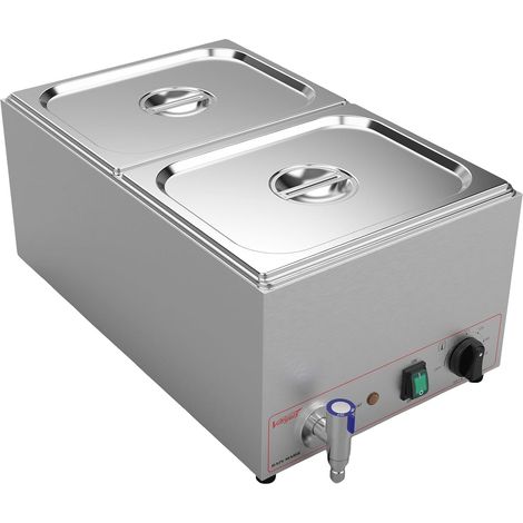 Valgus Commercial Bain Marie Buffet Food Warmer Acier Inoxydable 18L  2 Sections Steam Table avec Couvercle et Robinet pour Maison et Restaurants (1/5)
