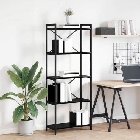 Bibliothèque - Chêne noir - Bois d'ingénierie - 60 x 30 x 153 cm - Pieds réglables (1/5)
