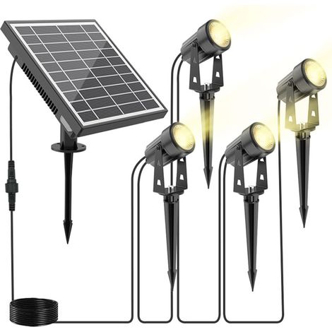 Faretti LED solari da giardino, impermeabili IP66, accensione/spegnimento automatico, luce bianca calda (1 pezzo)