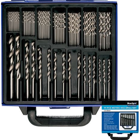 Blue Spot Tools 99 Piece Metric HSS Drill Set (1.5-10MM) (1/4)