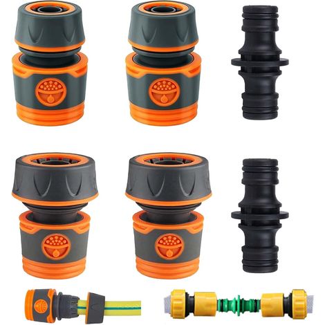 6 Pièces Connecteur Tuyau Arrosage, Raccord Tuyau d'Arrosage 19mm 25 mm, 1/2 in Raccord Rapide Tuyau Arrosage 3/4 in Adaptateur Robinet Tuyau Arrosage, Raccord Double Tuyau d'Arrosage