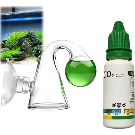 Kit Co2 Aquarium,Drop Checker Co2 + 15ml Solution D'indicateur,Test Co2 Aquarium,Co2 Checker Liquid,Précision la Concentration de Dioxyde de Carbone,Adaptée aux Aquariums d'eau Douce (1/5)