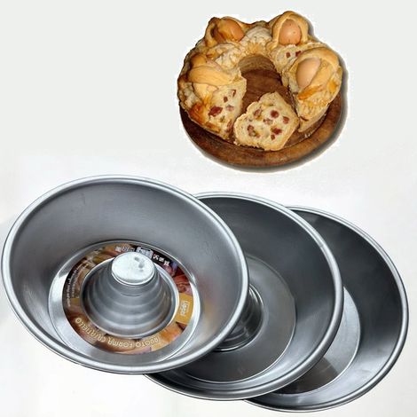 TrAdE Shop Traesio - Tris Ruoti Tortiera Con Buco Per Casatiello Tortani Ciambelle Stampo Alluminio 22-26-30cm - (1/5)