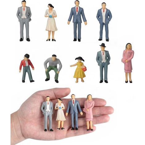 20 Mini Figuras Pintadas de Personas, Escala 1:30, Surtidas (Sentadas/De Pie) para Trenes en Miniatura, Dioramas y Maquetas Arquitectónicas, Escenas Realistas (1/5)