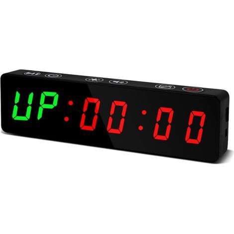 Minuteur de gym portable, horloge d'entraînement avec batterie rechargeable et aimant intégré, compte à rebours/compte à rebours pour salle de sport à domicile, garage, fitness (1/5)