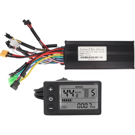 Contrôleur sinusoïdal 30A DC 24V 36V 48V avec écran LCD S866, kit de contrôleur moteur pour vélo électrique et trottinette (1/5)