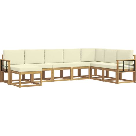 Outdoor-Sofagarnitur mit Kissen 8 pcs Weiß und Creme vidaXL
