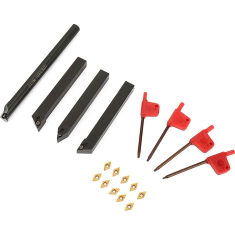 Lot de 10 plaquettes carbure DCMT070204 + 4 barres d'alésage queue droite 12mm + 4 clés (1/5)