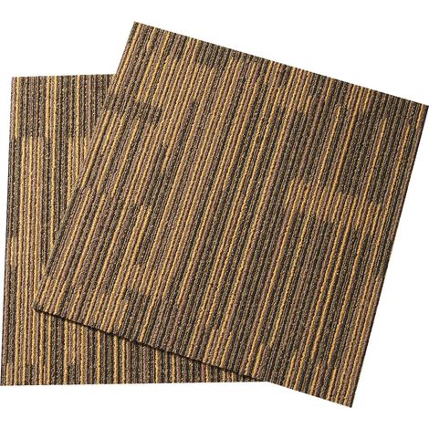 Dalles de moquette réutilisables 50x50 cm avec sous-couche intégrée, carreaux de tapis moelleux, pose facile soi-même pour chambre et salon (12 pièces, brun mélangé) (1/5)