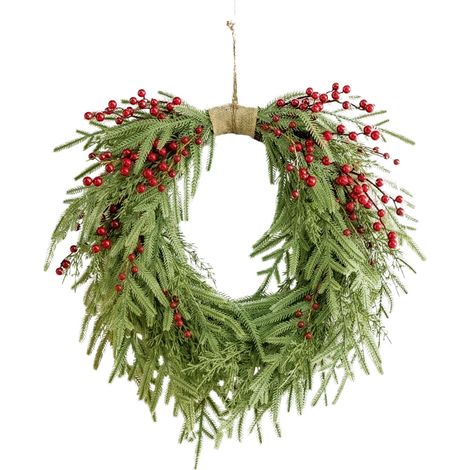Guirlande De Noël - 60 Cm - Base En Vigne Artificielle En Plastique - Décor Pour Porte D'Entrée - 1 Pièce (1/5)