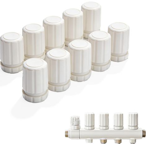 Garden Highlights-10 Commutateurs à Molette pour Collecteur de Chauffage au Sol, Accessoires M30x1,5 Blancs, Conçus pour les Vannes Thermostatiques Automatiques de Radiateur (1/5)