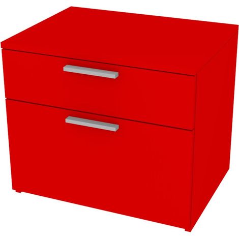 Cassettiera moderna 2 cassetti - Design minimal, chiusura rallentata - Rosso