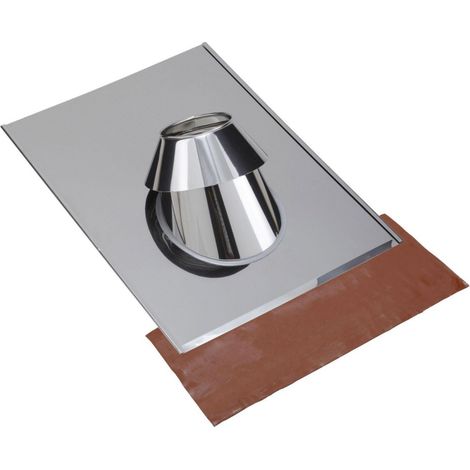 Poujoulat – Solin de toit inox pour tuile ocre – Angle d'inclinaison 15 à 30° – Largeur 80mm – Longueur 130mm (1/2)