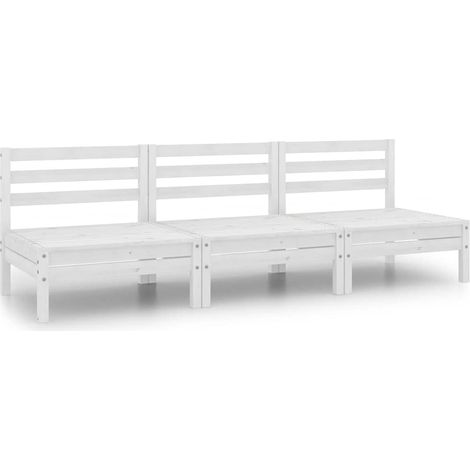 Set Divani da Giardino 3 pz Salotto da Giardino Bianco in Legno Massello di Pino (1/5)