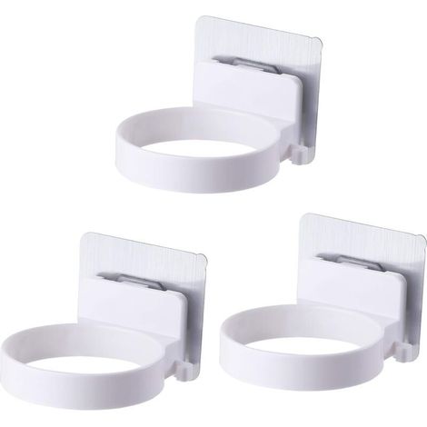 3PCS Support de Sèche-Cheveux Mural, Porte Sèche Cheveux Support de Fixation, Etagère de Sèche-Cheveux à Ventouse Auto-adhésive, pour Chambres à Coucher, Toilettes, Salon de Coiffure (Blanc) (1/5)