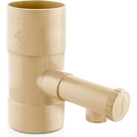 Collecteur d'Eau de Pluie PVC Sable Ø80mm avec Raccord Rapide pour Arrosage, Installation par Découpe sur Gouttière pour Cuve de Stockage (1/3)
