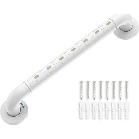 Vtizikl Barre d'appui WC, barre d'appui salle de bain, douche avec cercle lumineux - avec bride de couverture, 48 cm