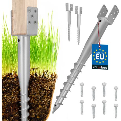 KOTARBAU® Base di ancoraggio a U in acciaio per pali di recinzione e gazebo, 70 x 700 mm, set da 2