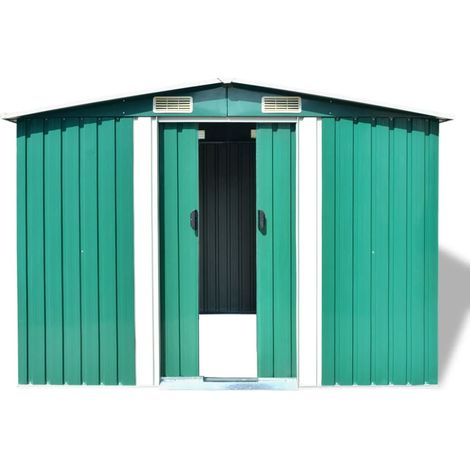 INLIFE Abri de stockage pour jardin Métal Vert 257 x 205 x 178 cm (1/5)