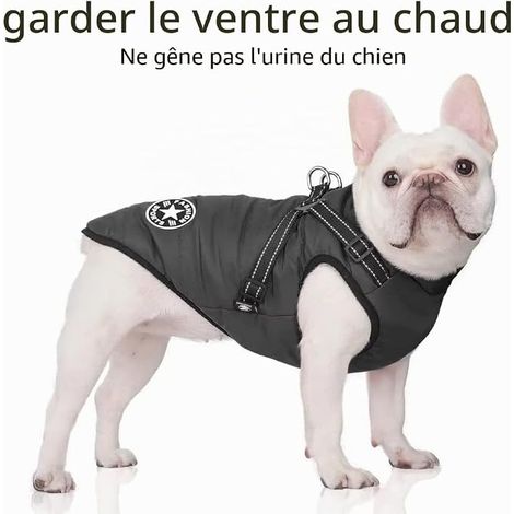Veste d'hiver pour chien, Manteau pour chien avec harnais,Imperméable, Lavable en machine,Design de bandes réfléchissantes, Anneau en D durable (Noir, S) (1/4)