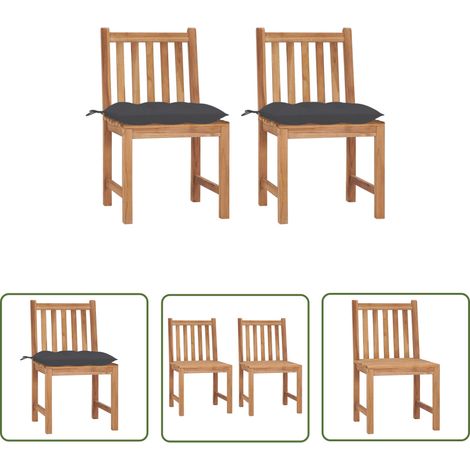 The Living Store Gartenstühle 2 Stk. mit Kissen Massivholz Teak - Gartenstühle - Teakholz - Gartenmöbel - Esszimmerstühle - Balkonmöbel (1/5)