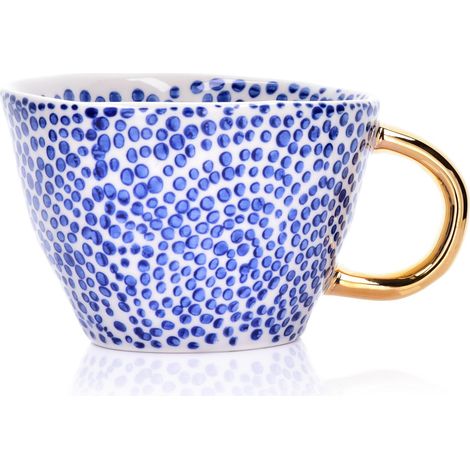 Duka Siren Polka Dot Becher 300 ml Marineblau Gold Steinzeug (1/5)