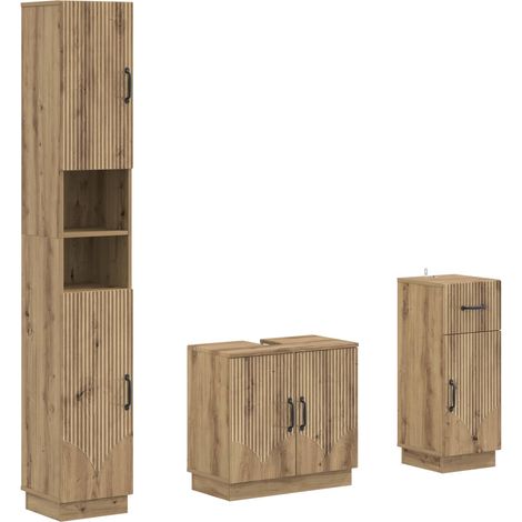 3-teiliges Badezimmer-Schranksystem HOORN Holzwerkstoff vidaXL