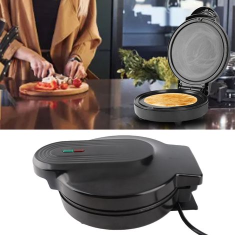 Plancha eléctrica antiadherente de doble cara de 17,5 cm (6,89 pulgadas), 1000 W, para pizza, tortitas, tortillas, filetes, enchufe europeo de 220 V. (1/5)