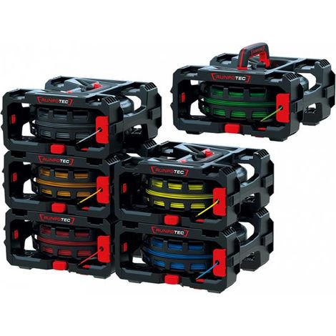 Runpotec – Dérouleur de câbles et fils CB260 lot de 6 – Design modulaire empilable – Changement rapide des rouleaux – Pour installations électriques (1/5)