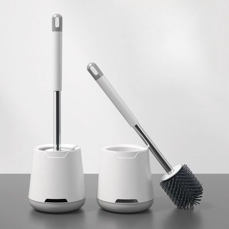 Brosse WC avec support - Brosse WC - Brosse WC - Brosse WC avec support - Brosse WC à séchage rapide - Brosse WC hygiénique et antibactérienne - Support pour brosse WC - Blanc (1/5)