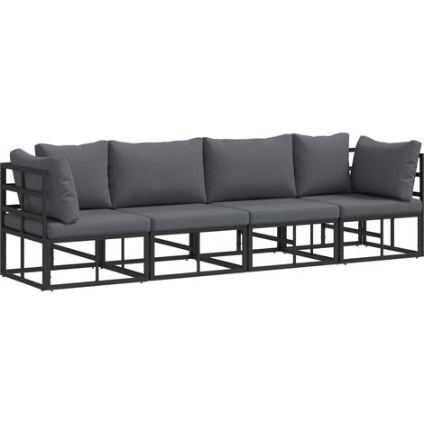 Maison Exclusive - Set Divano da Giardino 4 pcs Nero Metallo