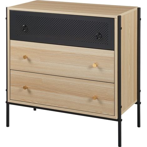 Commode meuble de rangement pratique entrée salon chambre 80 x 80 x 40 cm effet chêne noir