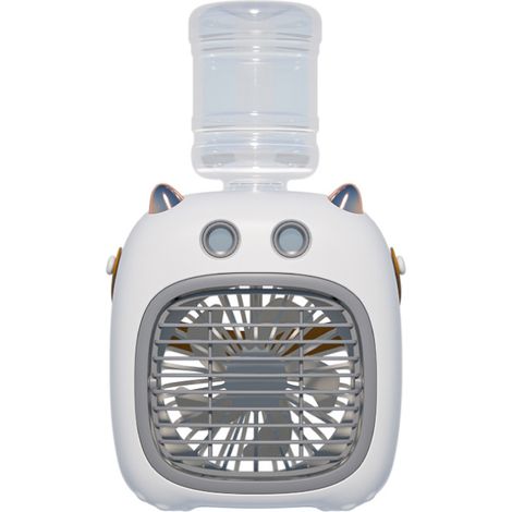 Climatiseur portable, ventilateur par évaporation, 4 vitesses, mini climatiseur personnel USB, design dessin animé (gris) (1/5)