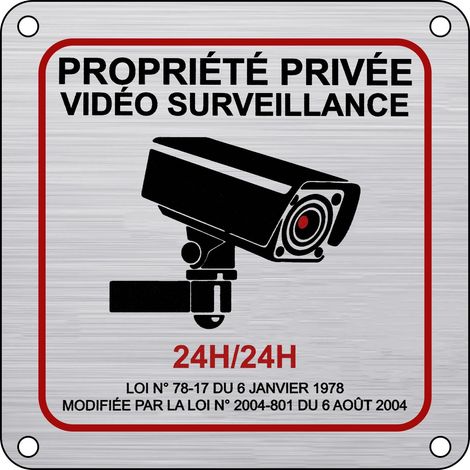 Panneau Camera Surveillance Aluminium, 15×15 cm Sécurité de La famille 24H Vidéo Panneau Camera Surveillance avec Autocollant et Trous Pré-percés pour Intérieur/Extérieur (1/5)